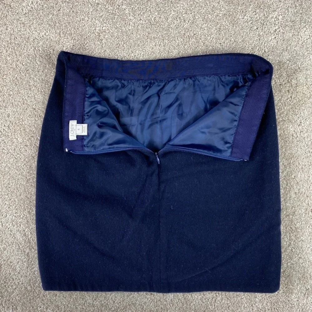 J. Crew Shirttail Mini Skirt B0358 Navy Blue Wool Blend Size‎ 4